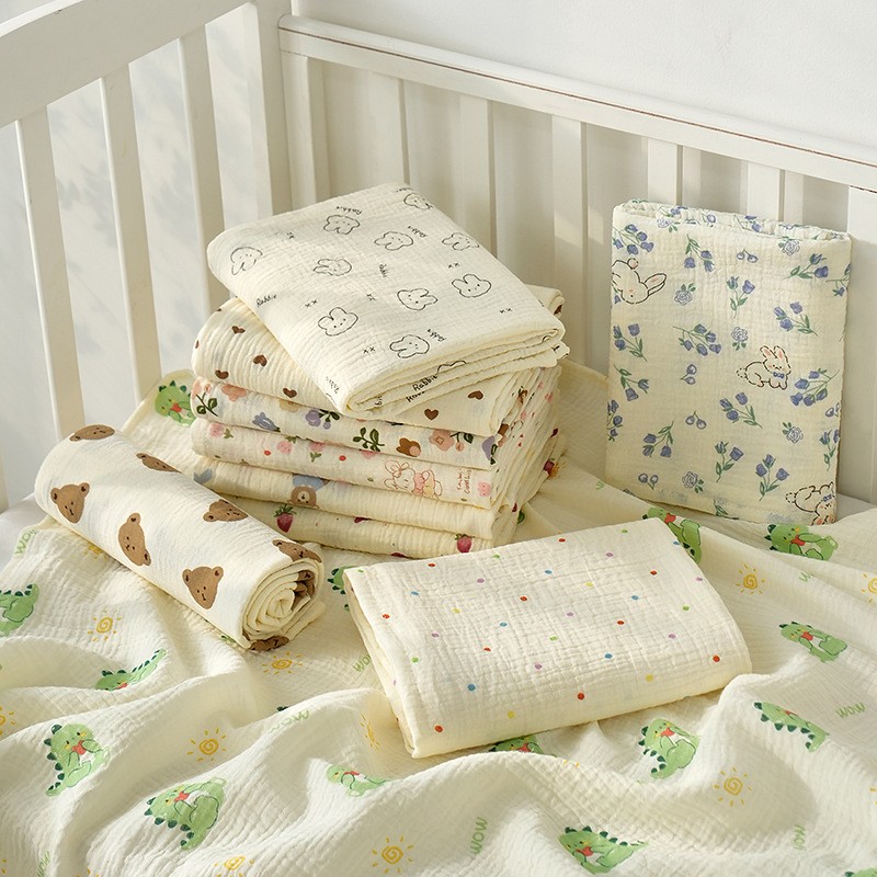 Swaddling Towel Supplier - Eco-friendly Two-Layer Crepe Animal Print