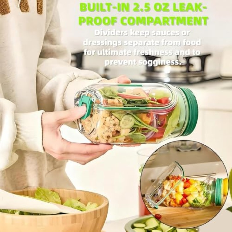 Salad Jar Factory - Leakproof Portable Seasoning Container Lunch