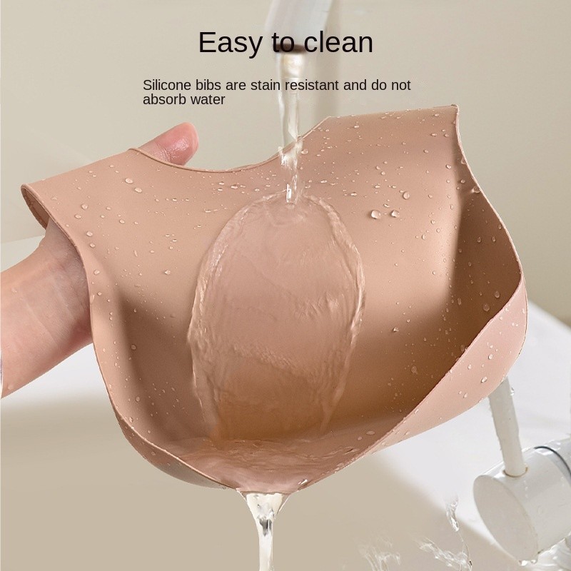 Baby Bib Supplier - Soft Silicone Button Closure Waterproof
