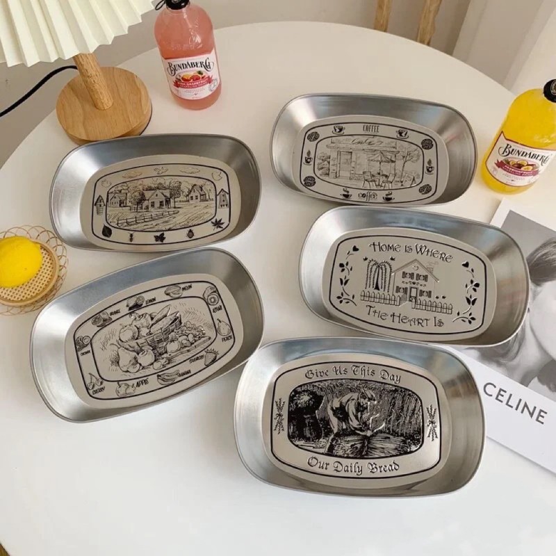 Dinner Plate Supplier - Vintage Stainless Steel Snack Fruit Plate