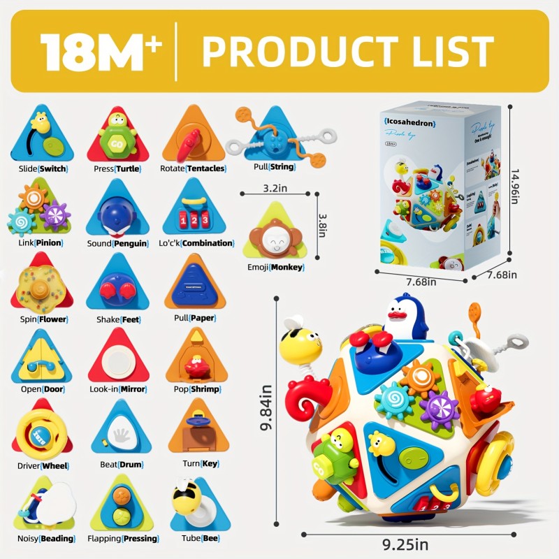 Activity Cube Factory - 20-in-1 Busy Board Baby Educational Toy