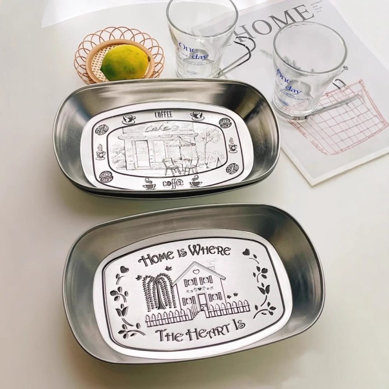 Dinner Plate Supplier - Vintage Stainless Steel Snack Fruit Plate