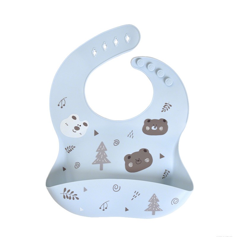 Baby Bib Supplier - Soft Silicone Button Closure Waterproof