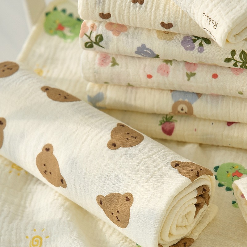 Swaddling Towel Supplier - Eco-friendly Two-Layer Crepe Animal Print