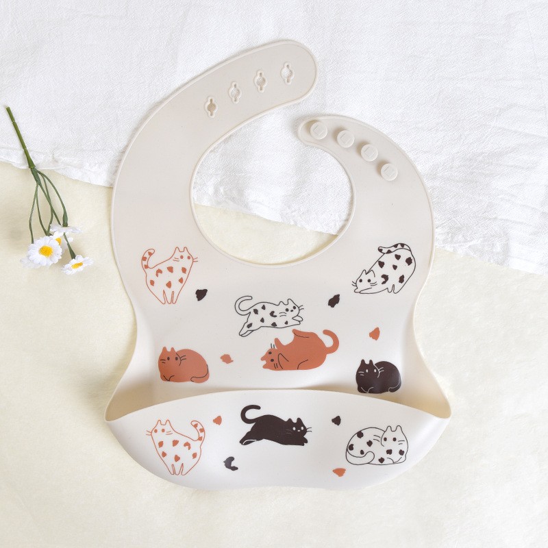 Baby Bib Supplier - Soft Silicone Button Closure Waterproof