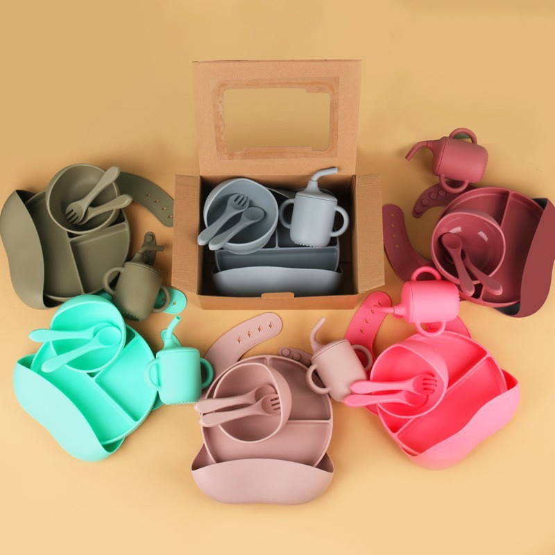 Baby Tableware Factory - Silicone Fork Spoon Plate 6 Pieces Set