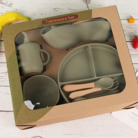 Baby Tableware Factory - Silicone Fork Spoon Plate 6 Pieces Set