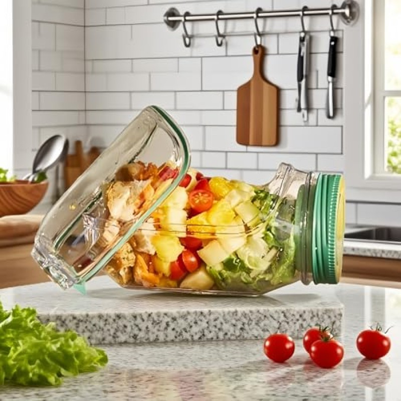Salad Jar Factory - Leakproof Portable Seasoning Container Lunch
