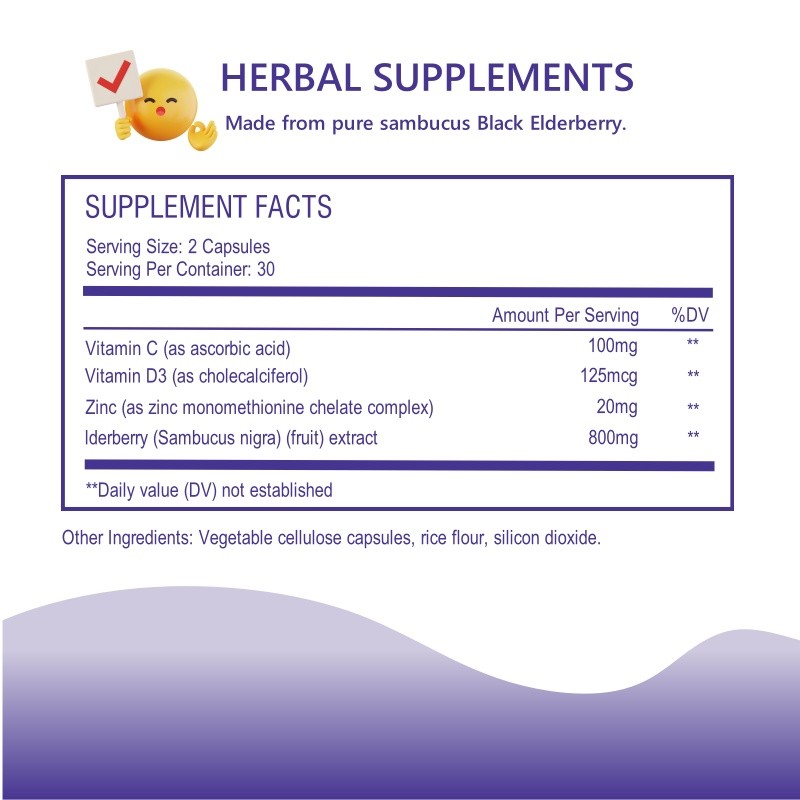 Elderberry Capsules Supplier - OEM Private Label with Vitamin C D3 Zinc