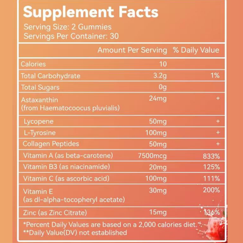 Sun-Free Tanning Gummies Manufacturer - Women's Daily with Beta-Carotene Lycopene