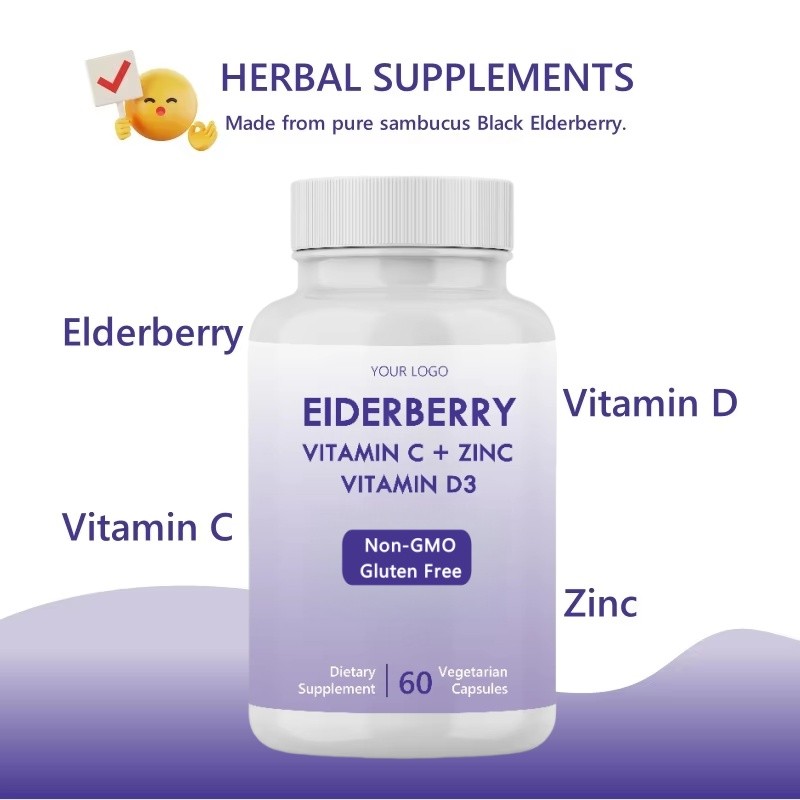 Elderberry Capsules Supplier - OEM Private Label with Vitamin C D3 Zinc