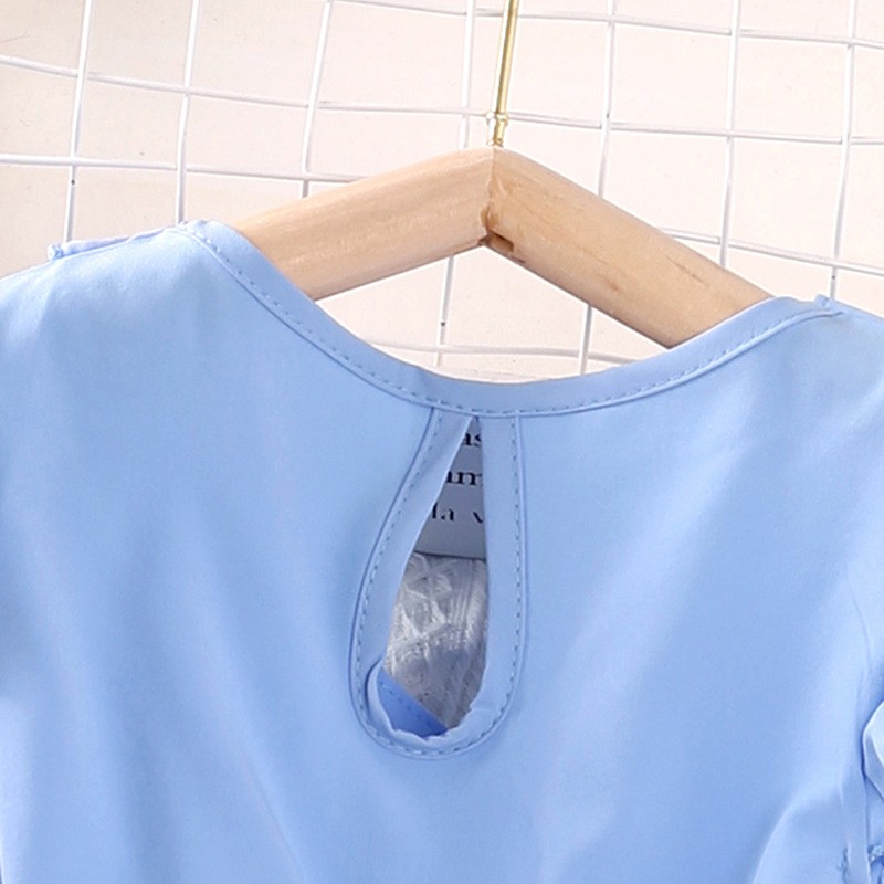 Summer Girls Dress Supplier - New Bow Decoration V-Neck Splicing Floral Pattern Party