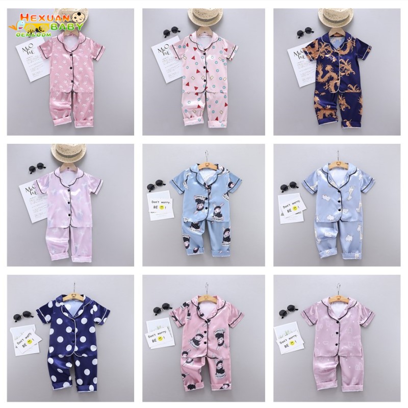 Kids Pajamas Factory - Baby Pajamas Summer Kids Silk Sleepwear Children Pajama
