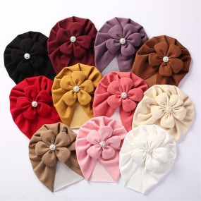 Children Hat Factory - 2024 New Imitation Cashmere Indian Hat Pearl Flower Petal