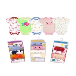 Newborn Set Supplier - Wholesale 5 Pcs Short Sleeves Cotton Baby Romper Set