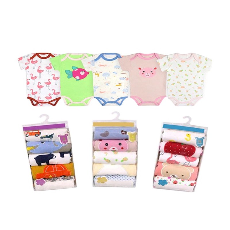 Newborn Set Supplier - Wholesale 5 Pcs Short Sleeves Cotton Baby Romper Set