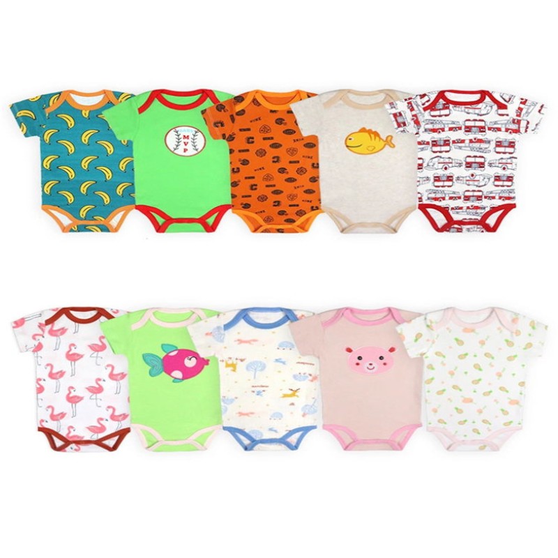 Newborn Set Supplier - Wholesale 5 Pcs Short Sleeves Cotton Baby Romper Set