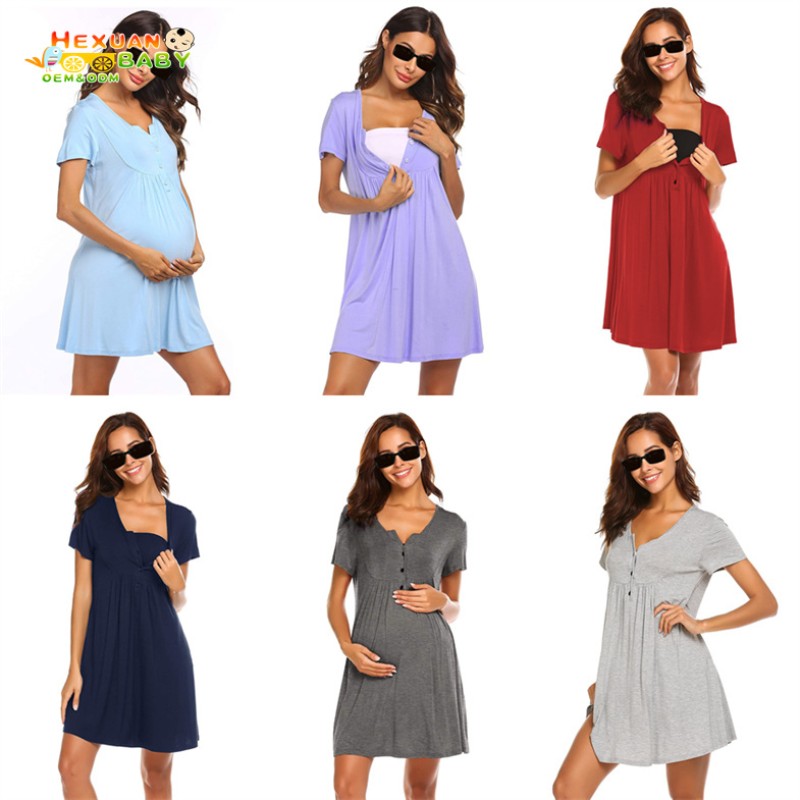 Nursing Dress Factory - Top Quality Maternity Feeding Round Neck Stripe Print Long-Sleeve
