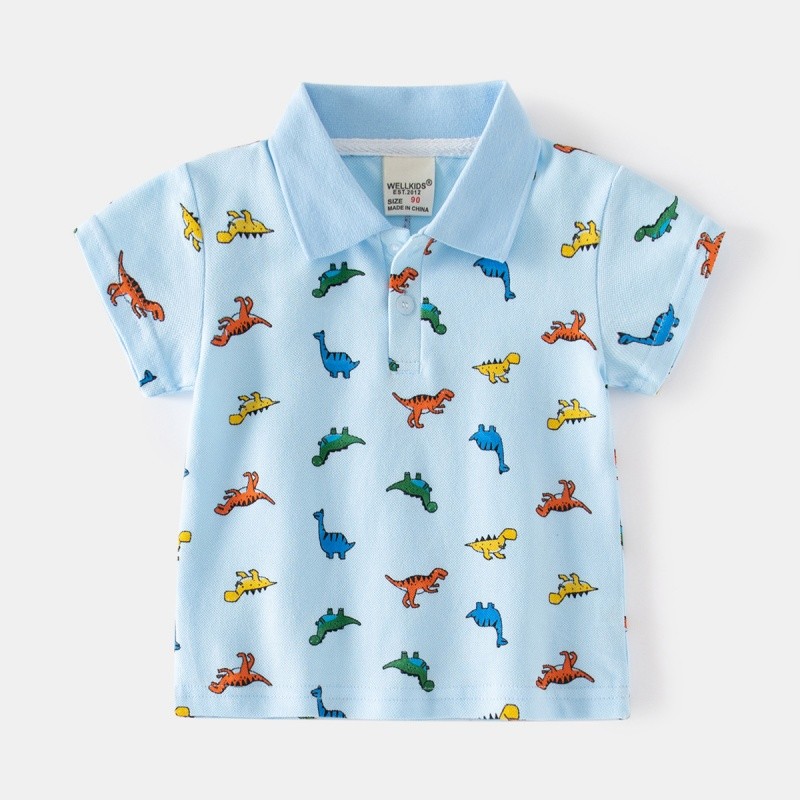 Children Polo Shirt Supplier - Summer Lapel Short Sleeve Cartoon Printed Casual
