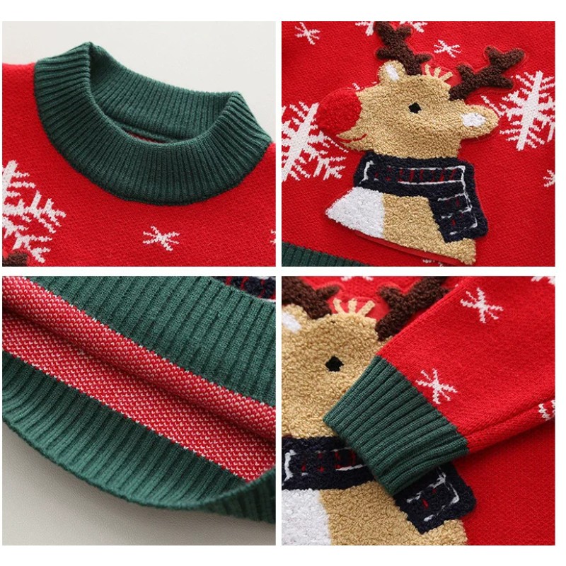 Children Sweater Manufacturer - 2025 Kids Winter Fawn Pullover Jacquard Cartoon Design