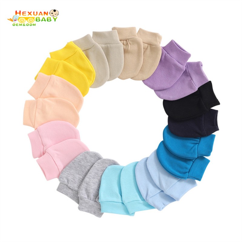 Newborn Set Supplier - Scratch Mittens and Hats Set Cotton Beanie Hats and Mitten