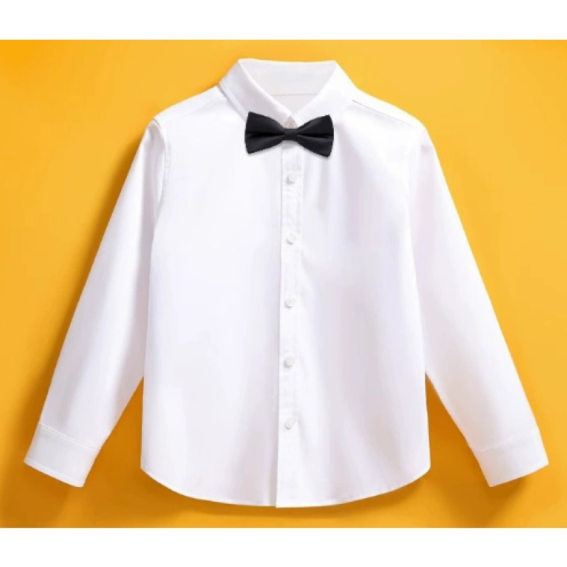 Unisex Shirt Factory - White Long Sleeve Children's School Uniform Performance Suit