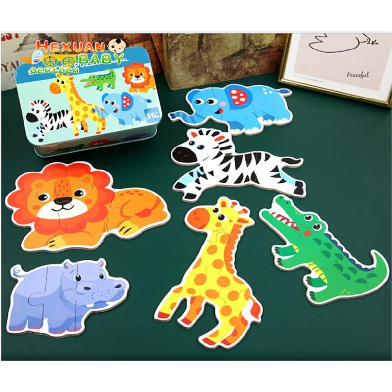 Wooden Puzzle Supplier - Wholesale 60 Pieces Cartoon Tin Box Jigsaw Educational Toys