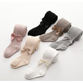Children Leggings Factory - OEM Korean Style Vertical Stripes Cotton Socks Bow Thickened