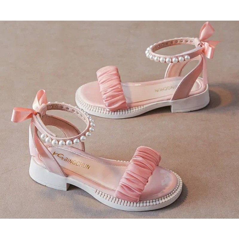 Children Sandals Supplier - Summer Elegant Princess Dress Bowtie Beading Ankle Strap