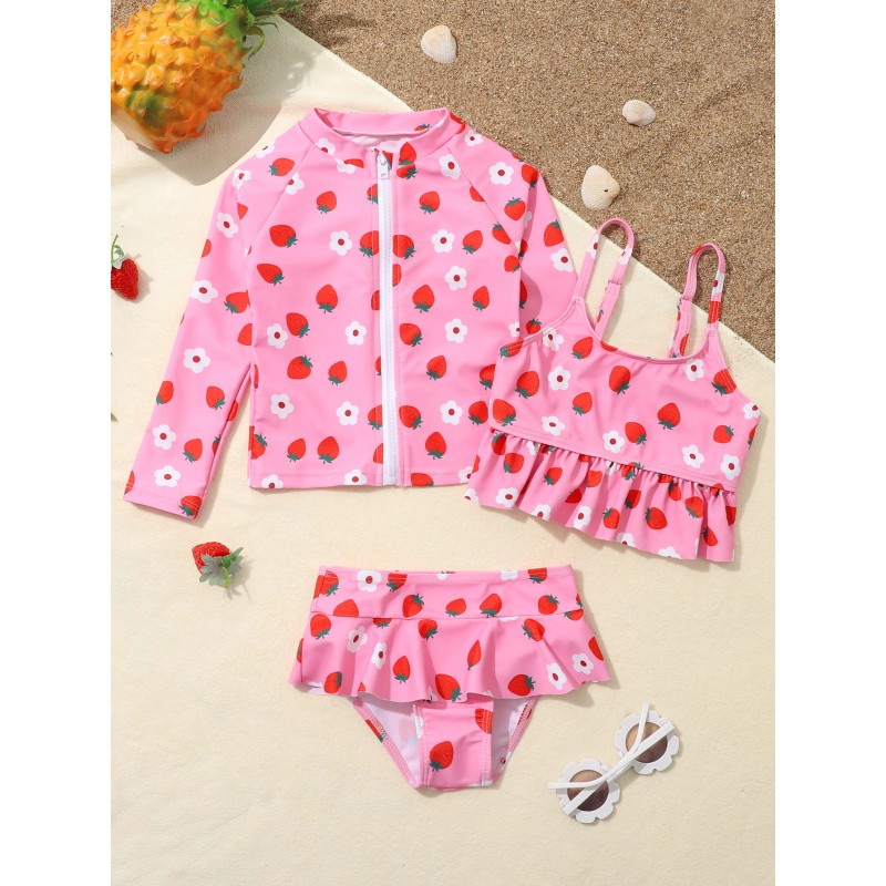 Girls Bathing Suit Supplier - 3 Pack Swimsuit High Waist Bikini Set UV Protection