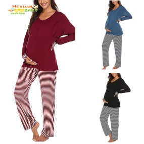 Maternity Sleepwear Manufacturer - Pregnant Women Night Dress Winter Elegant Pajamas