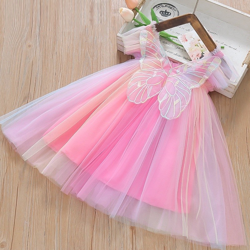 Baby Girls Dress Supplier - New Birthday Party Evening Dresses Summer Butterfly Wings