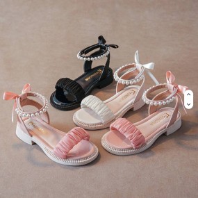 Children Sandals Supplier - Summer Elegant Princess Dress Bowtie Beading Ankle Strap