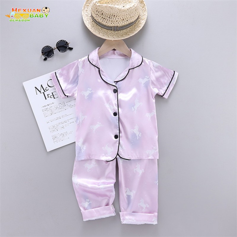 Children Pajamas Supplier - Satin Silk Sleepwear Pajamas Sets Kids Girls Home Wear