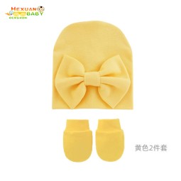 Custom Beanie Supplier - Newborn Turban Hats Winter Knot Beanie Cotton Hat Mitten Set