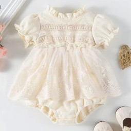 Baby Girl Bodysuit Factory - Spring Summer Solid Princess Tutu Skirt Waffle One Piece