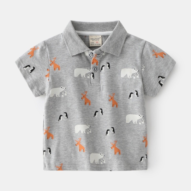 Boys Polo Shirts Supplier - 2025 Summer Cute Cartoon Embroidered Lapel Cotton Korean