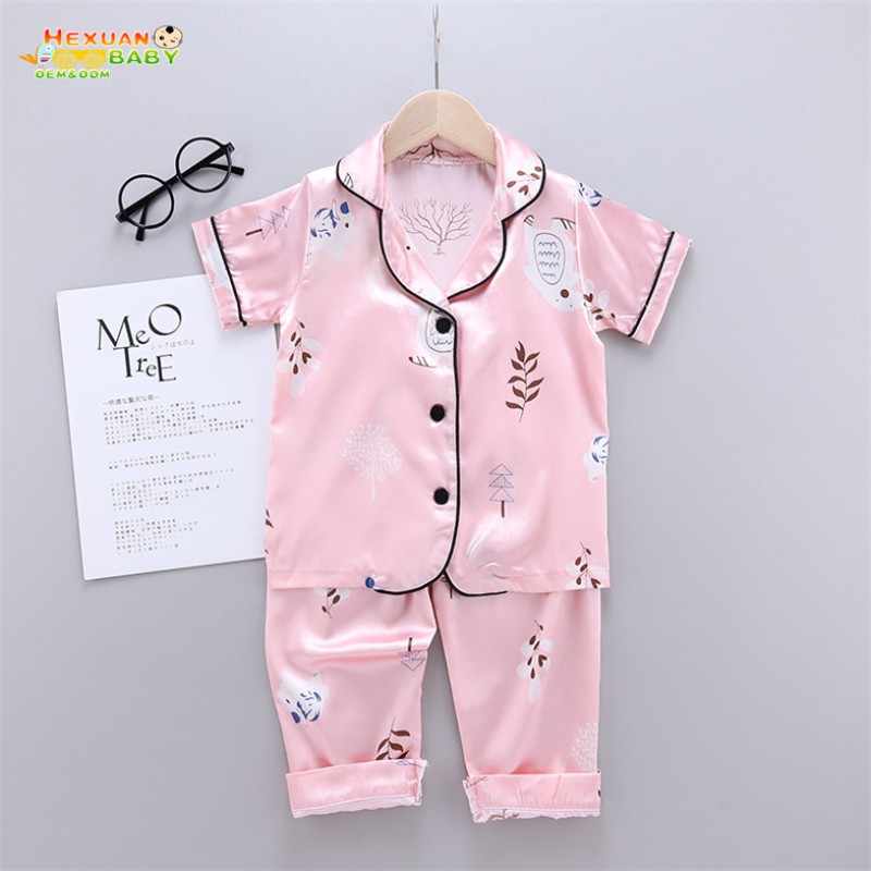 Kids Pajamas Factory - Baby Pajamas Summer Kids Silk Sleepwear Children Pajama