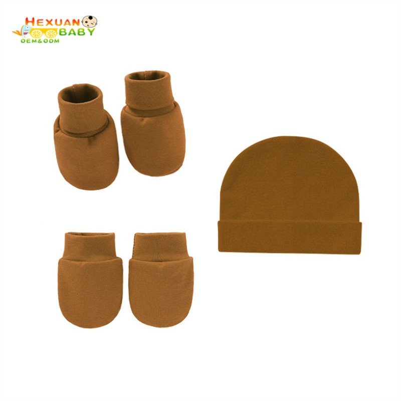 Newborn Set Supplier - Scratch Mittens and Hats Set Cotton Beanie Hats and Mitten