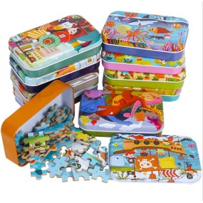 Children Puzzle Manufacturer - Animal Transport Character Six-in-one Iron Boxed Cube