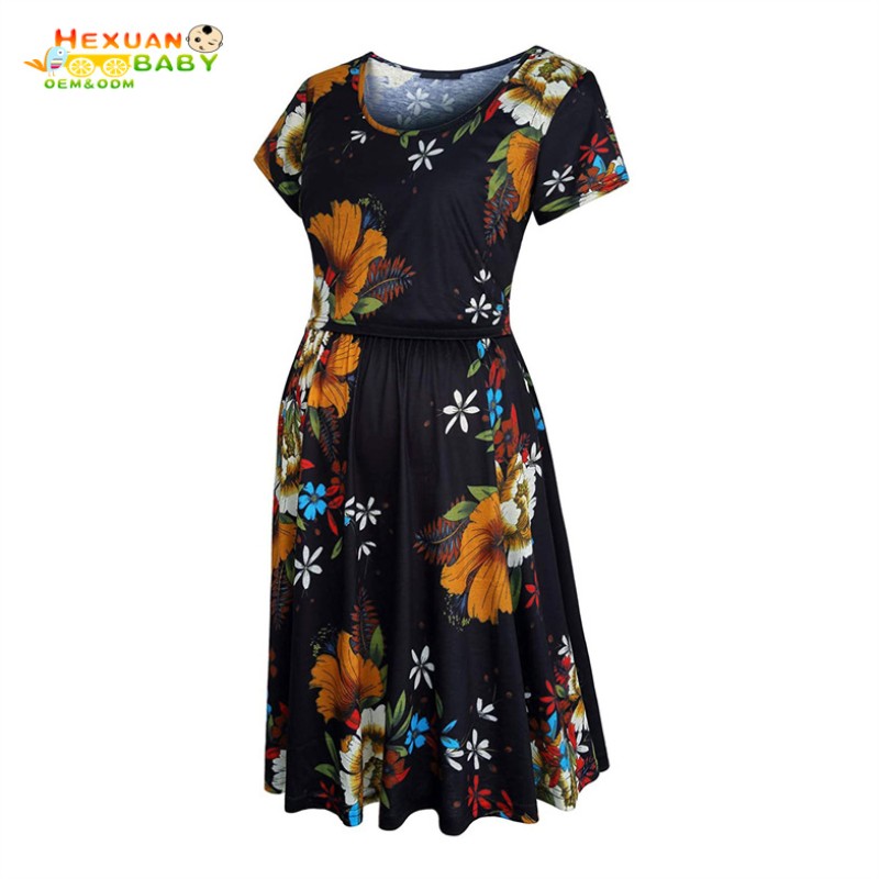 Pregnancy Nightgown Manufacturer - Dress for Pregnant Women Solid Round Neck Nursing