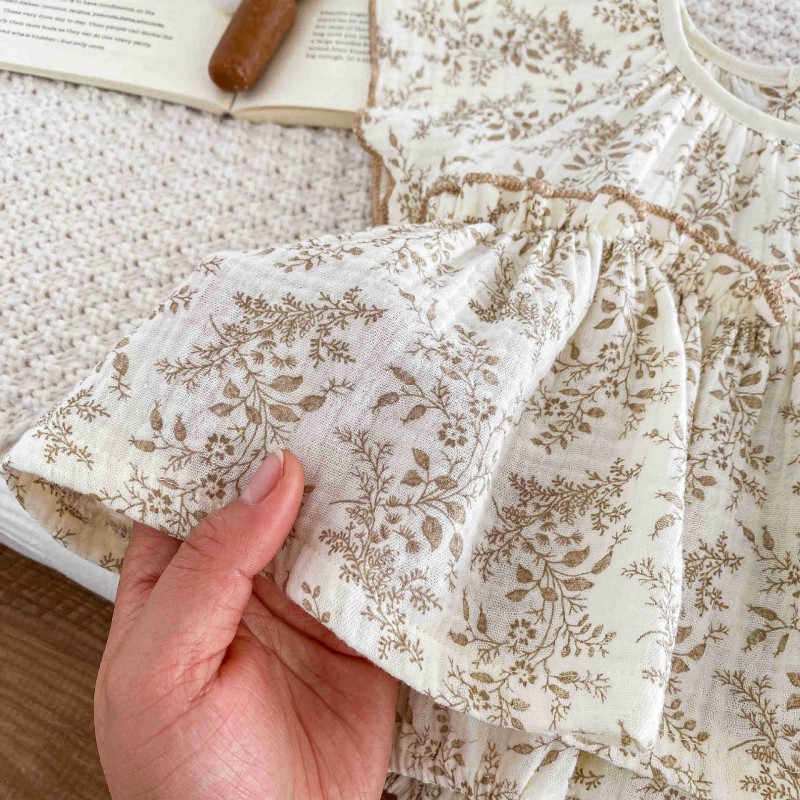 Baby Bodysuit Manufacturer - Floral Summer Small Flying Sleeve Romper Dress Newborn