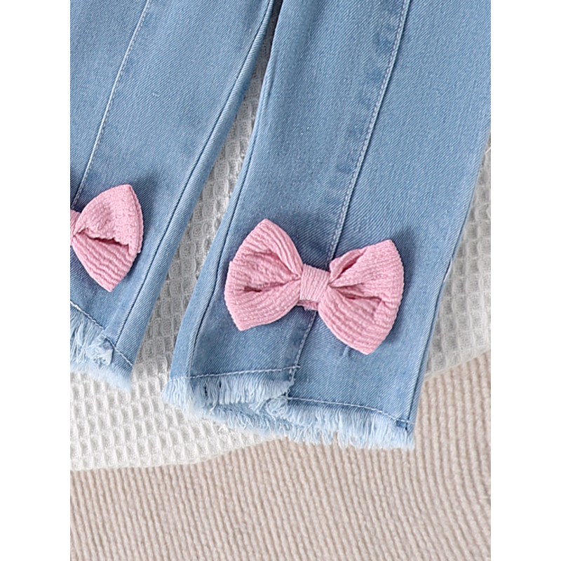 Baby Clothing Factory - 2025 Spring Summer Toddler Sets Short Sleeve Pink Long Jeans