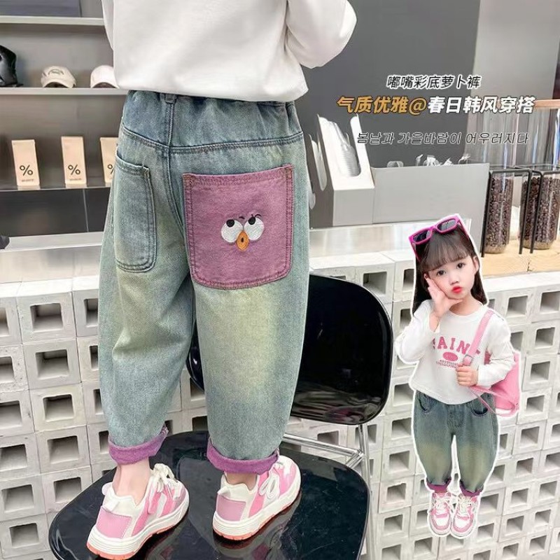 Girls Jeans Factory - Spring Autumn New Stylish Straight Leg Denim Loose Kids Jeans