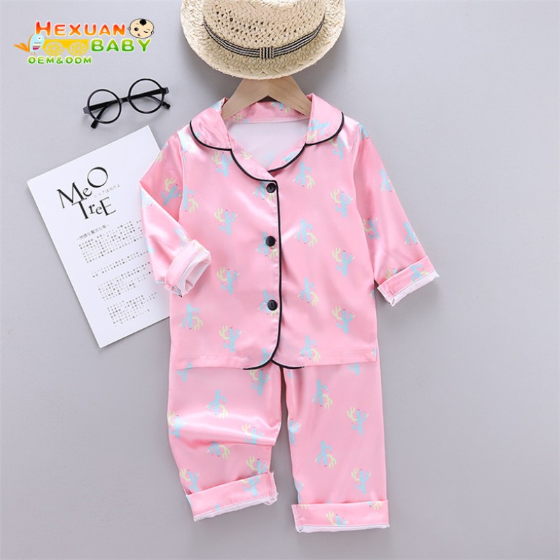 Satin Pajamas Factory - In Stock Low Price Silk Night Wear Summer Long Pants Kids