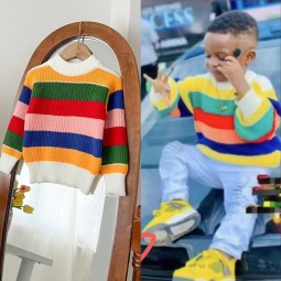 Children Sweaters Factory - Autumn Winter Rainbow Striped Knitted Pullover Boys Girls