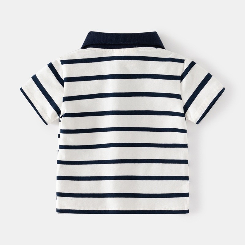 Boys Polo Shirts Factory - 2025 New Striped Embroidered Contrast Collar Casual Kids