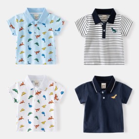 Children Polo Shirt Supplier - Summer Lapel Short Sleeve Cartoon Printed Casual