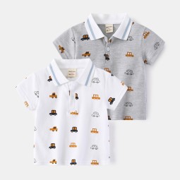 Boys Polo Shirts Manufacturer - Pure Cotton Animal Cartoon Printed Summer Short Sleeve