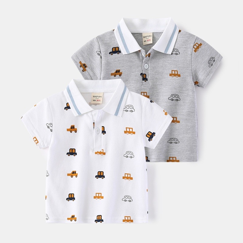 Boys Polo Shirts Manufacturer - Pure Cotton Animal Cartoon Printed Summer Short Sleeve